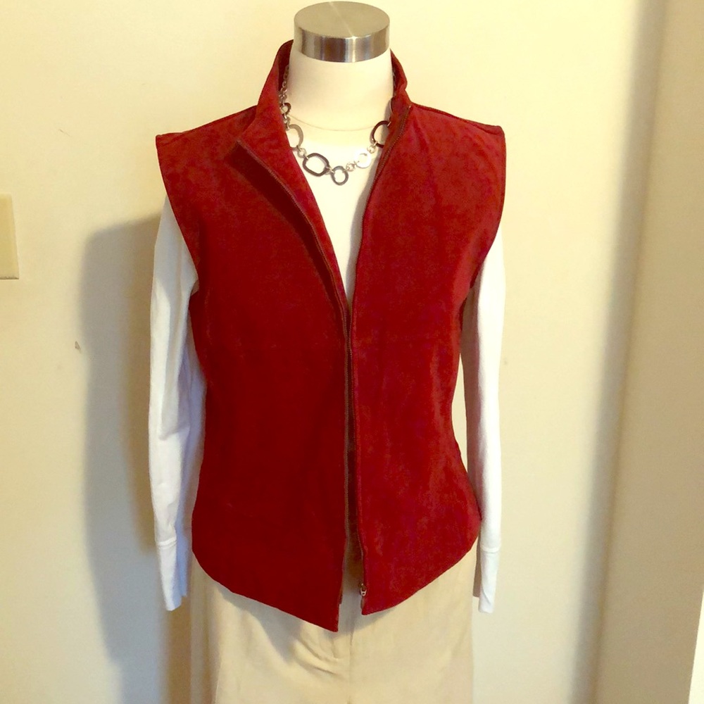 Faux suede zip vest
